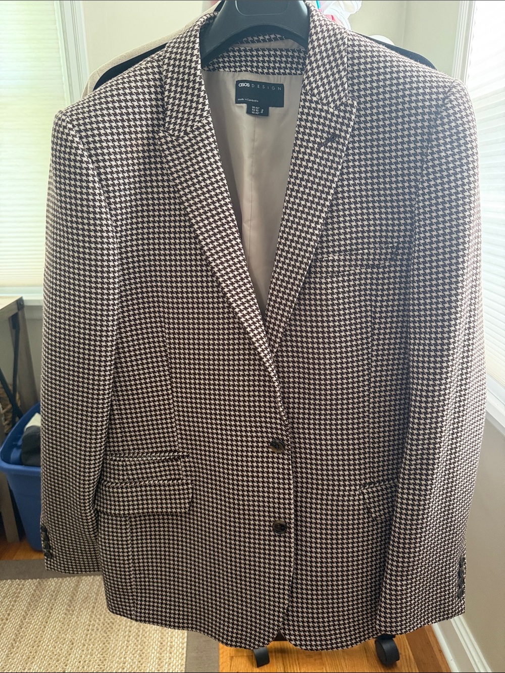 ASOS Men’s  Houndstooth Blazer - brown & White 3 piece suit